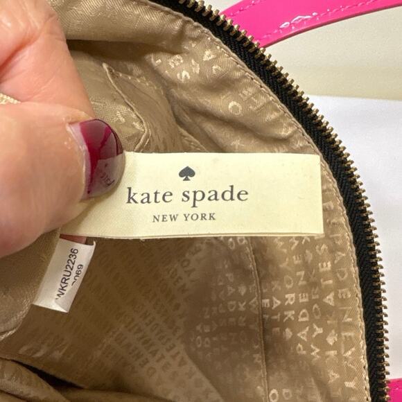 Kate Spade Vinyl Bow Small Tote Handbag Black White Pink | Top Handle Purse - Picture 5 of 13